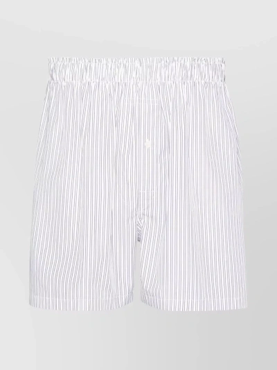 Maison Margiela Elastic Waistband Striped Shorts In White