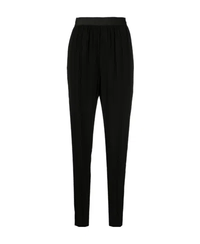 Maison Margiela Elasticated Waistband Tapered Trousers In Black