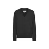 Maison Margiela Elbow-patch Fine-knit Cardigan In Black