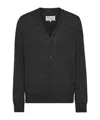 Maison Margiela Elbow-patch Fine-knit Cardigan In Black