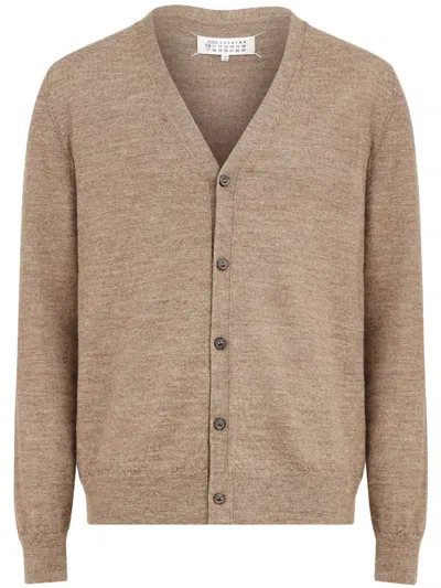 MAISON MARGIELA ELBOW-PATCH FINE-KNIT CARDIGAN