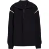 Maison Margiela Elbow Patch Half Zip Wool Pullover In Navy