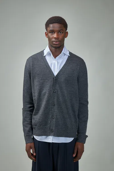 Maison Margiela Elbow-patch Knitted Cardigan In Gray