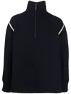 Maison Margiela Turtleneck Elbow Patched Sweater In Blue