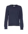 Maison Margiela Men Wool Sweater With Patches On Elbow In Blue