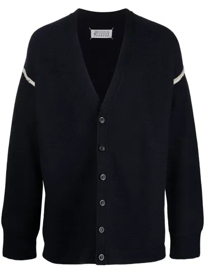 Maison Margiela Men's Elbow Patch Cardigan In Black