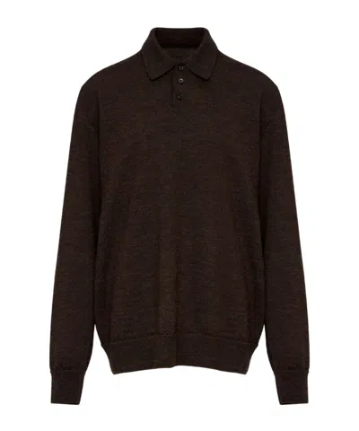 Maison Margiela Knitted Polo Shirt Elbow Patches In Black
