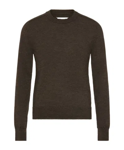 Maison Margiela Elbow Patch Wool Sweater In Brown