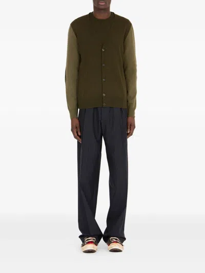 Maison Margiela Elbow Patches Cardigan In Green