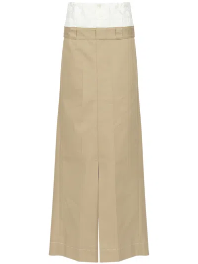 Maison Margiela Double Waisted Long Skirt In Brown