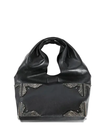 Maison Margiela Embellished Leather Tote Bag In Black