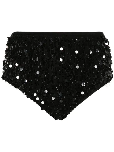 Maison Margiela Sequin-embellished High-waisted Mini Shorts In Black,black