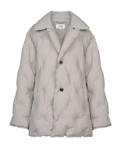 Maison Margiela Embossed-detail Padded Coat In Gray