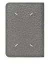 Maison Margiela Embossed Grainy-leather Card Holder In Gray