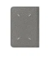 Maison Margiela Embossed Grainy-leather Card Holder In Gray
