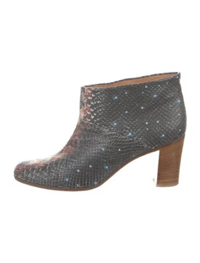 Pre-owned Maison Margiela Embossed Leather Animal Print Boots In Black