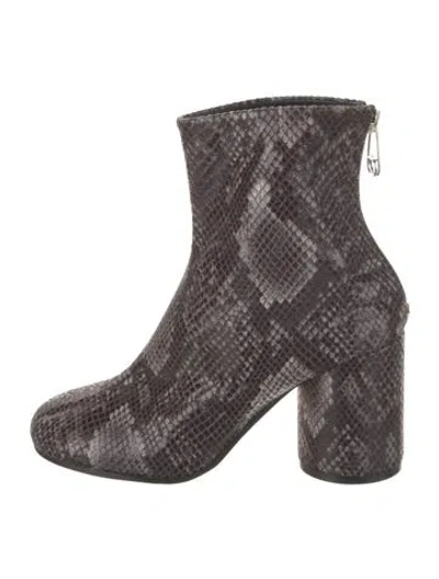 Pre-owned Maison Margiela Embossed Leather Animal Print Boots In Brown