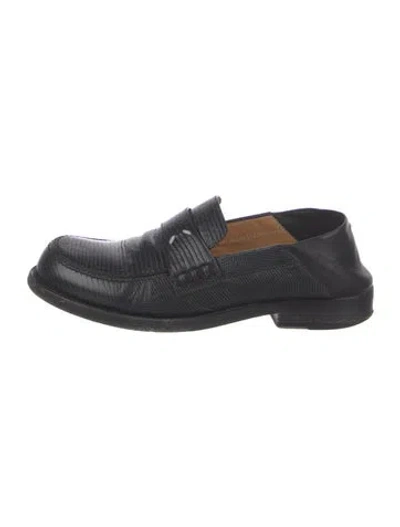 Pre-owned Maison Margiela Embossed Leather Loafers In Black