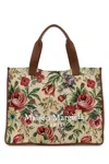 Maison Margiela Floral Print Canvas Shopping Bag With Dual Handles In Ivoryfloralblueredchestnut