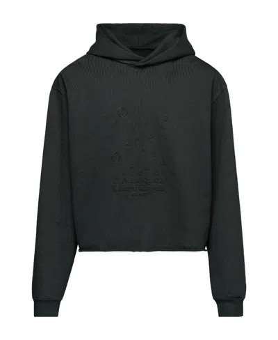 Maison Margiela Embroidered Cotton Hoodie In Black