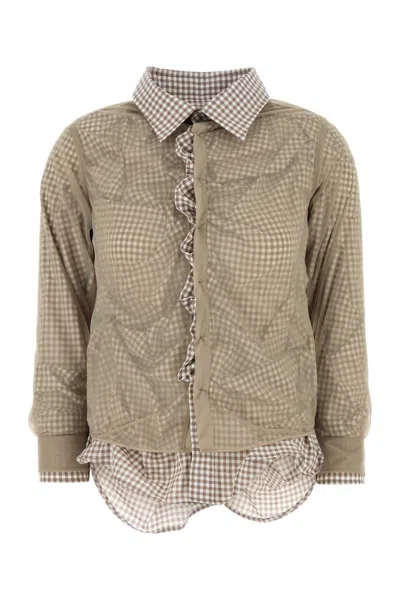 Maison Margiela Embroidered Cotton Shirt In Neutral