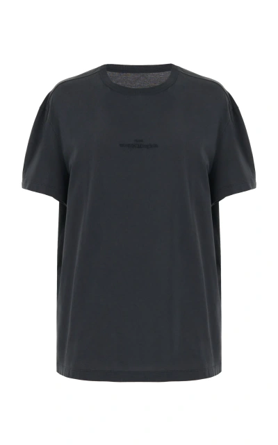 Maison Margiela Embroidered Cotton T-shirt In Black