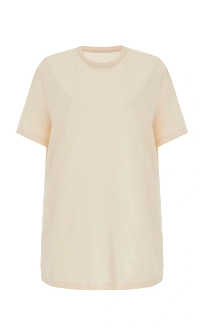 Maison Margiela Embroidered Cotton T-shirt In Ivory