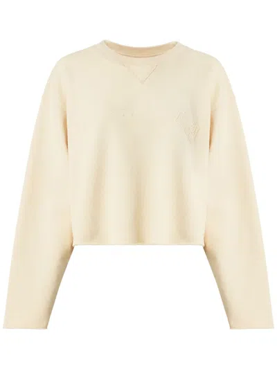 Maison Margiela Embroidered Crew-neck Sweatshirt In White