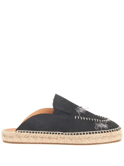 Maison Margiela Embroidered Espadrille Mules In Black