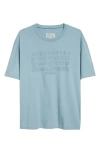 Maison Margiela Embroidered Logo Cotton T-shirt In Blue