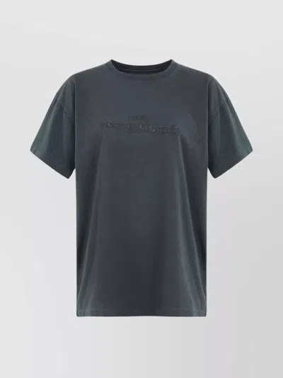 Maison Margiela Embroidered Logo Crew Neck T-shirt In Black