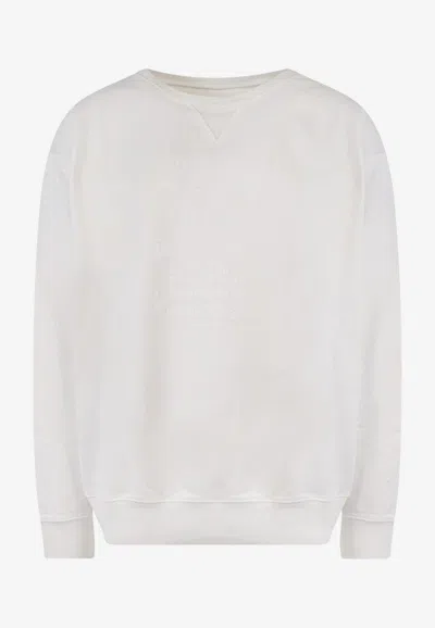 Maison Margiela Embroidered Logo Crewneck Sweatshirts In White