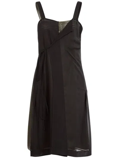 Maison Margiela Embroidered-logo Midi Dress In Black