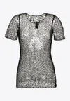 Maison Margiela Sheer Fabric Top With Polka Dot Embroidery In Black