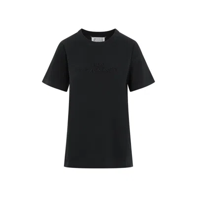 Maison Margiela Logo-embroidered Cotton T-shirt In Black