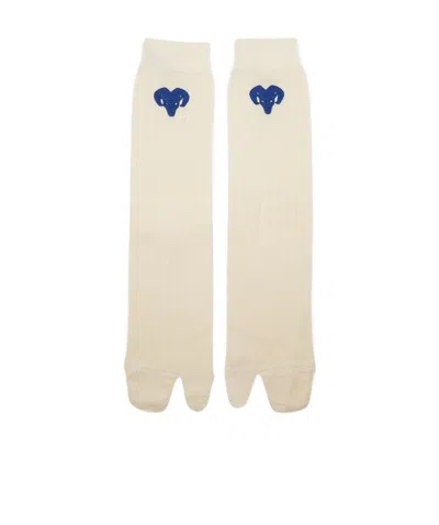 Maison Margiela Embroidered Tabi Toe Socks In Nude