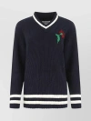 MAISON MARGIELA EMBROIDERED V-NECK SWEATER WITH LONG SLEEVES