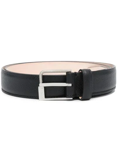 Maison Margiela Engraved-logo Buckle Belt In Black