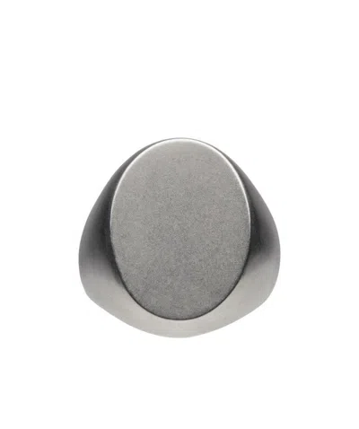 Maison Margiela Engraved-logo Signet Ring In Gray