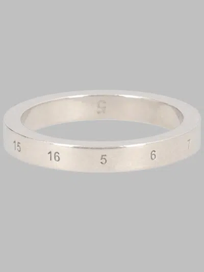 Maison Margiela Engraved Numbered Band Ring In Silver