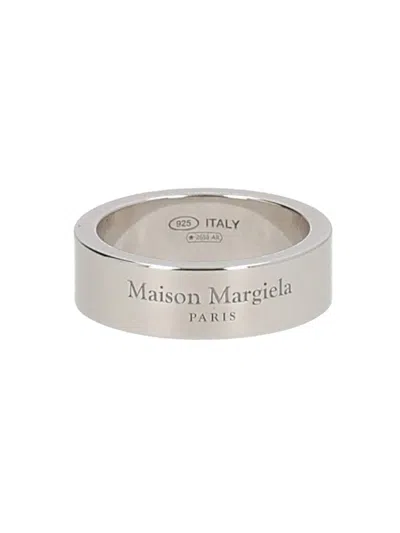 Maison Margiela Engraved Silver Flat Band Ring In Gold