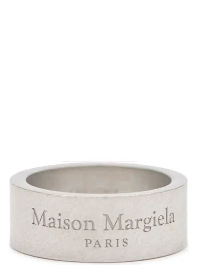 MAISON MARGIELA ENGRAVED SILVER RING WITH POLISHED FINISH