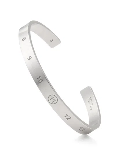 Maison Margiela Engraved-number Cuff Bracelet In Metallic