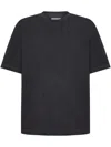 Maison Margiela Faded Charcoal Cotton T-shirt With Distinct Stitches In Black