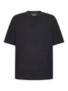 Maison Margiela Faded Charcoal Cotton T-shirt With Distinct Stitches In Black