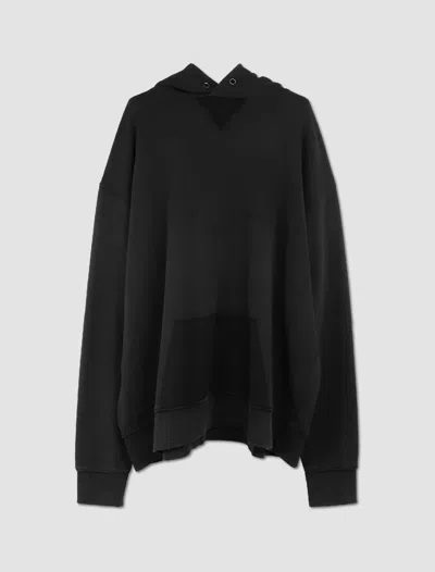 Maison Margiela Faded Hooded Sweatshirt In Nero