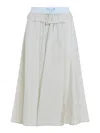 Maison Margiela Viscose Midi Skirt With Contrasting Waistband In Neutral