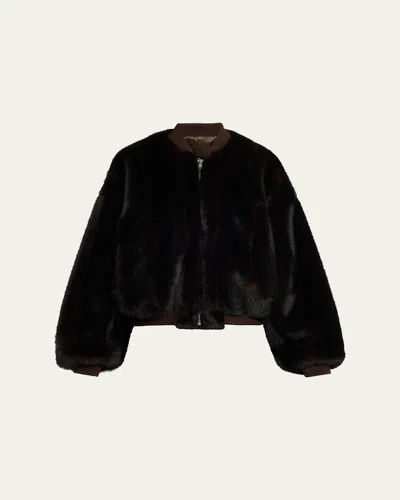 Maison Margiela Faux Fur Bomber Jacket In Brown