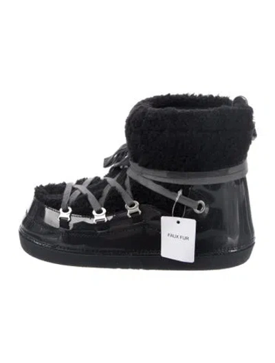 Pre-owned Maison Margiela Faux Fur Lace-up Boots In Black