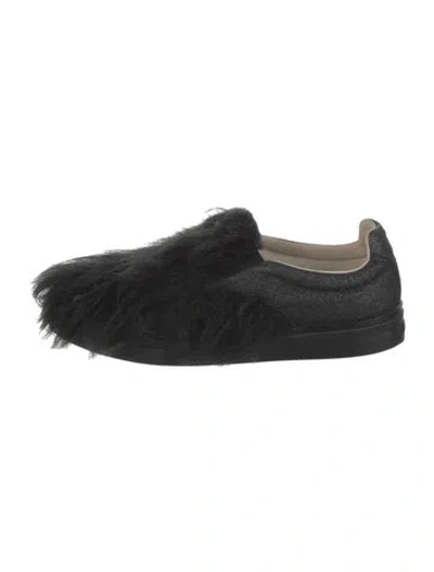 Pre-owned Maison Margiela Faux Fur Sneakers In Black